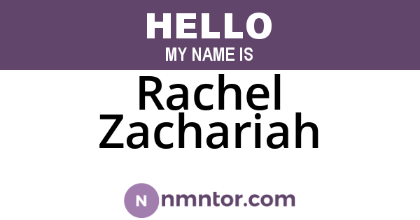 Rachel Zachariah