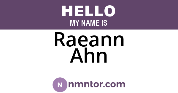 Raeann Ahn