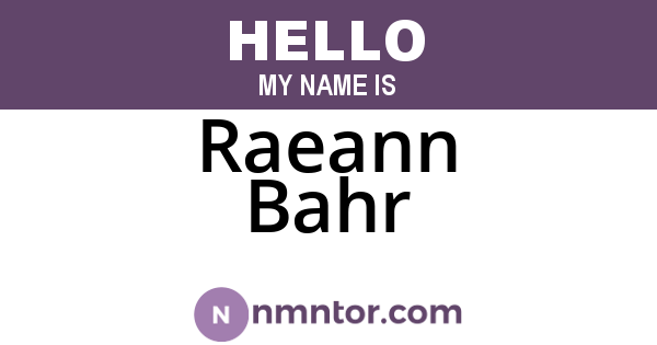 Raeann Bahr