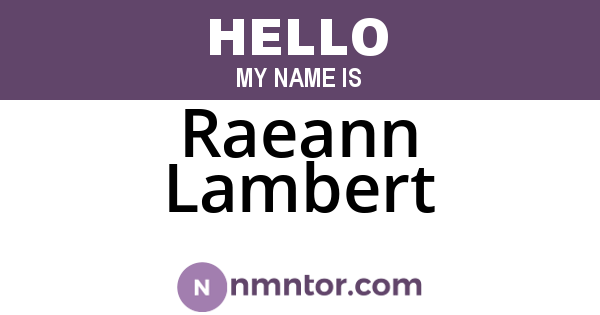 Raeann Lambert