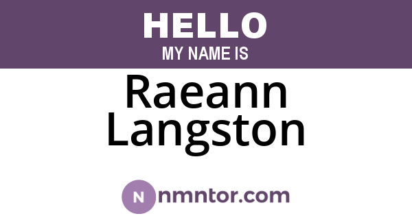 Raeann Langston