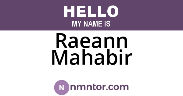 Raeann Mahabir