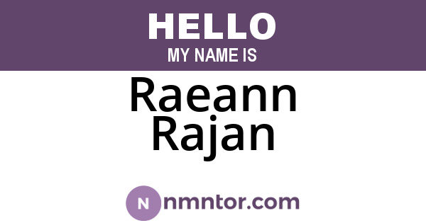 Raeann Rajan