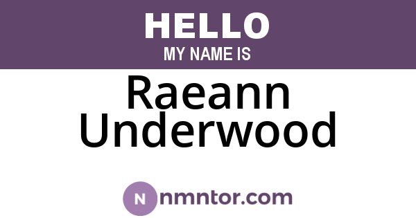 Raeann Underwood