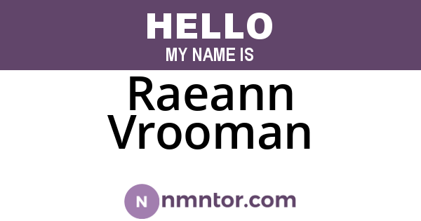 Raeann Vrooman