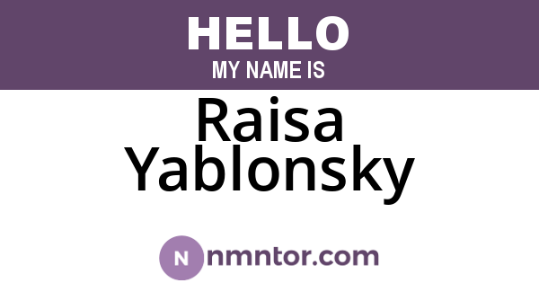 Raisa Yablonsky