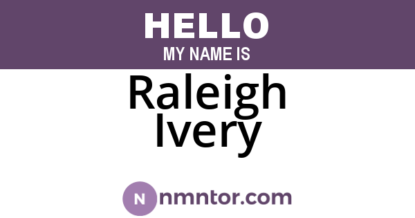 Raleigh Ivery