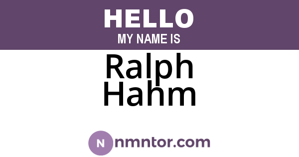 Ralph Hahm