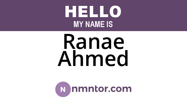 Ranae Ahmed