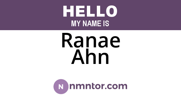 Ranae Ahn