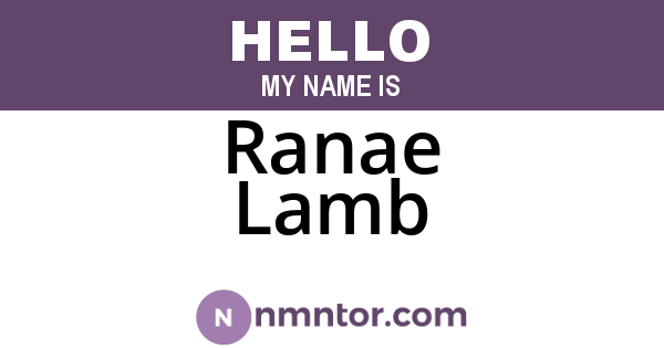 Ranae Lamb
