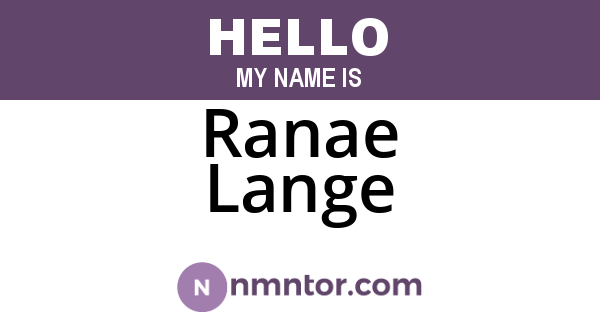 Ranae Lange