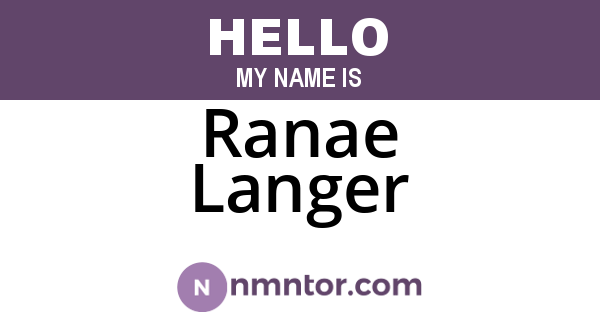 Ranae Langer