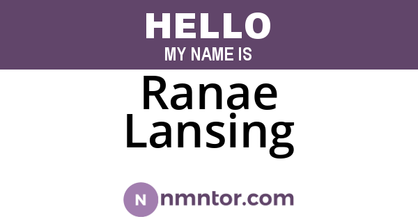 Ranae Lansing