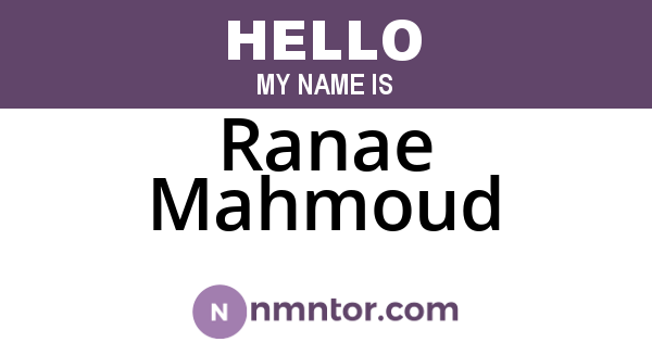 Ranae Mahmoud