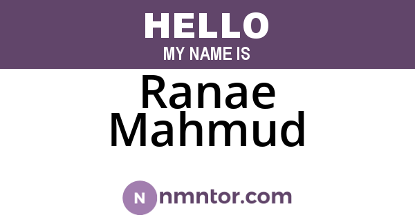 Ranae Mahmud