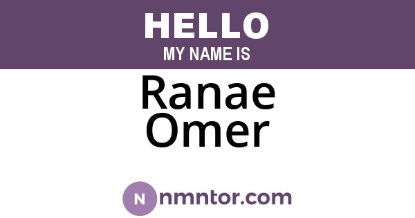 Ranae Omer