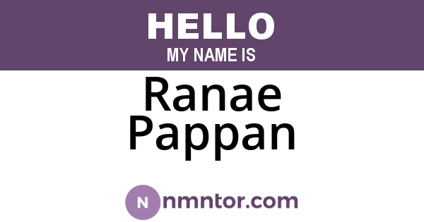 Ranae Pappan