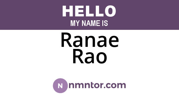 Ranae Rao
