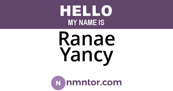 Ranae Yancy