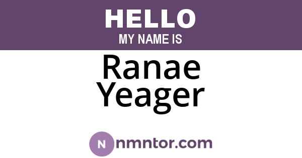 Ranae Yeager