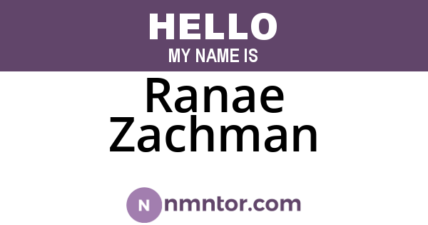 Ranae Zachman