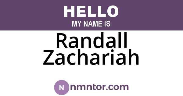 Randall Zachariah