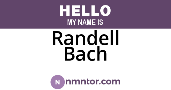 Randell Bach