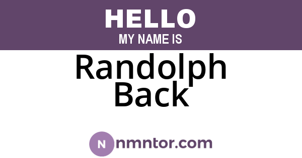 Randolph Back