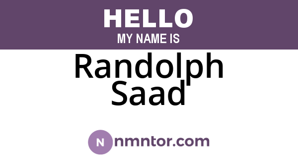Randolph Saad
