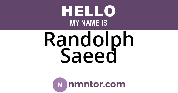 Randolph Saeed