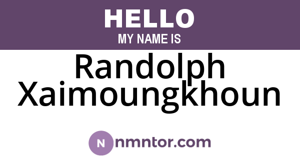 Randolph Xaimoungkhoun