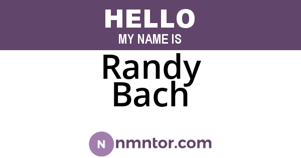 Randy Bach