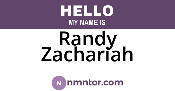 Randy Zachariah