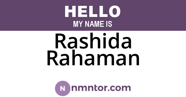 Rashida Rahaman