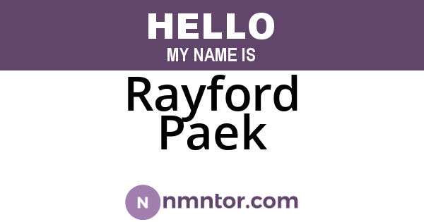 Rayford Paek