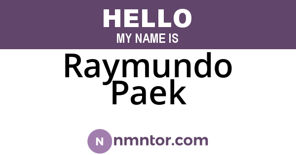 Raymundo Paek