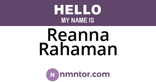 Reanna Rahaman