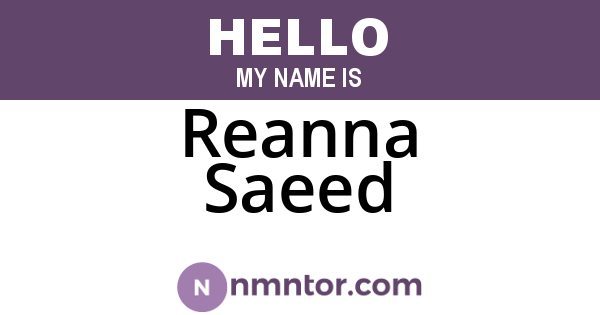 Reanna Saeed