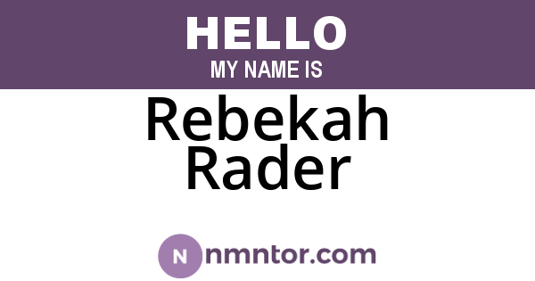Rebekah Rader