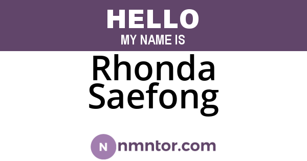 Rhonda Saefong