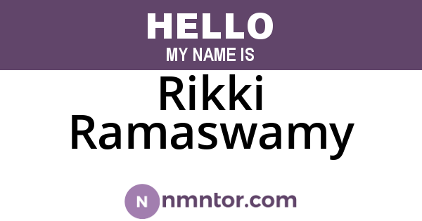 Rikki Ramaswamy