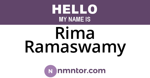 Rima Ramaswamy