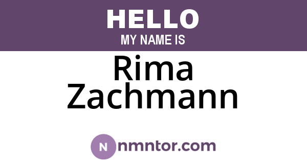 Rima Zachmann