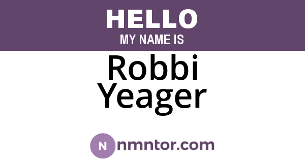 Robbi Yeager