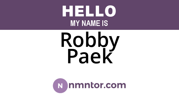 Robby Paek