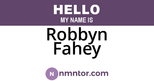 Robbyn Fahey