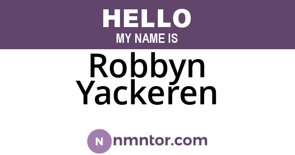 Robbyn Yackeren