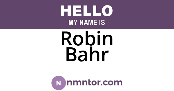 Robin Bahr