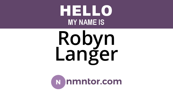 Robyn Langer